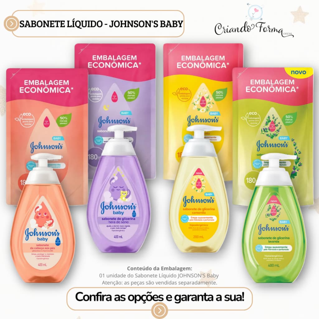 Sabonete Líquido Johnson's Baby - Diversas Opções e Tamanhos