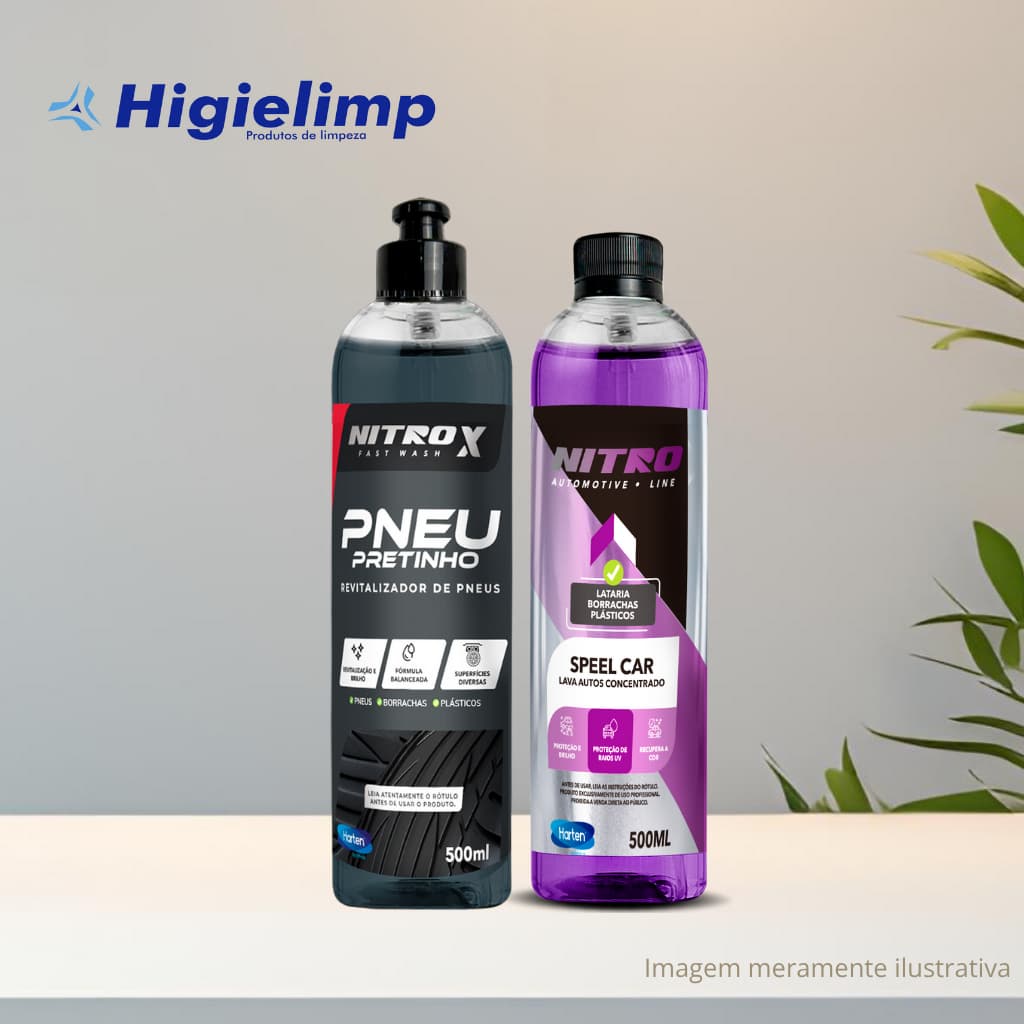 KIT - REVITALIZADOR PNEU PRETINHO 500ML + LAVA AUTO SPEEL CAR 500ML - NITRO