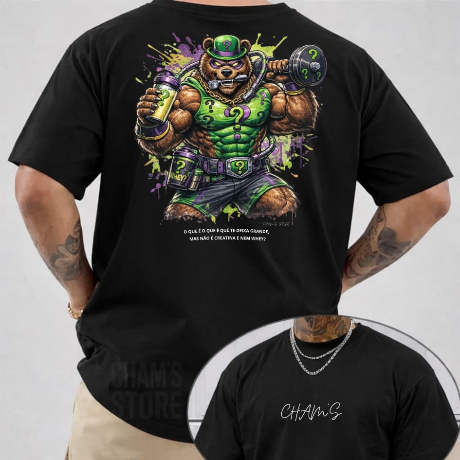 Camisa Camiseta Masculina Exclusiva Treino Musculação Urso maromba 100% Algodão Over Premium