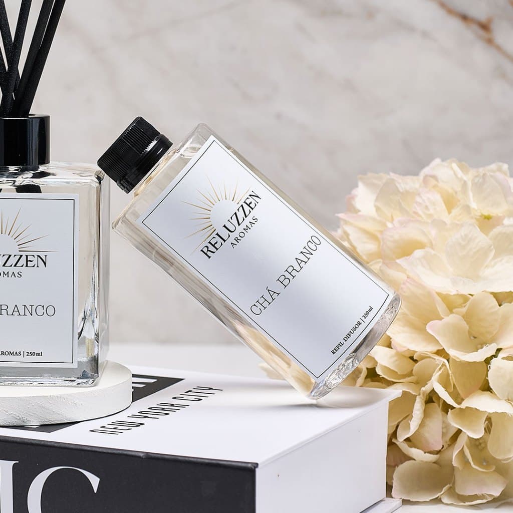 Refil Difusor de Ambiente com Varetas Chá Branco 250ml Aromatizador Essência Premium