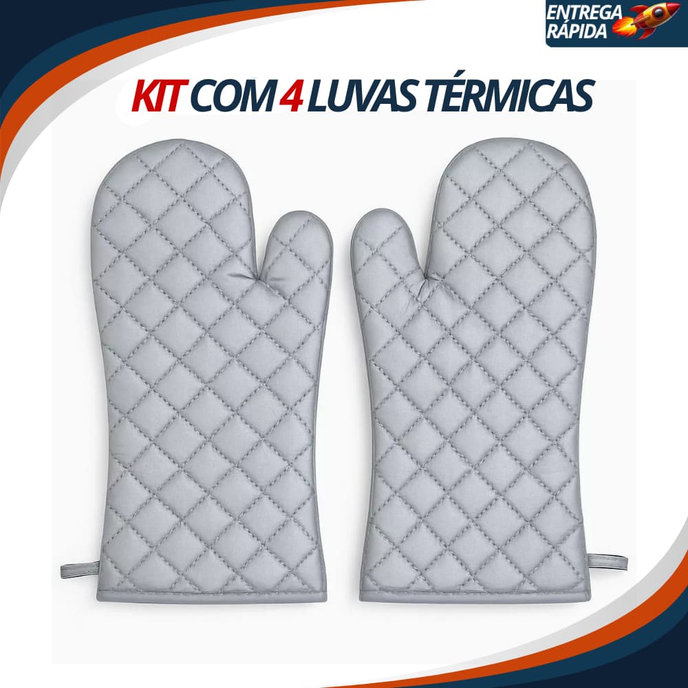 Kit 4 Luva Térmica Para Forno Fogão Cozinha Multiuso Universal Cinza