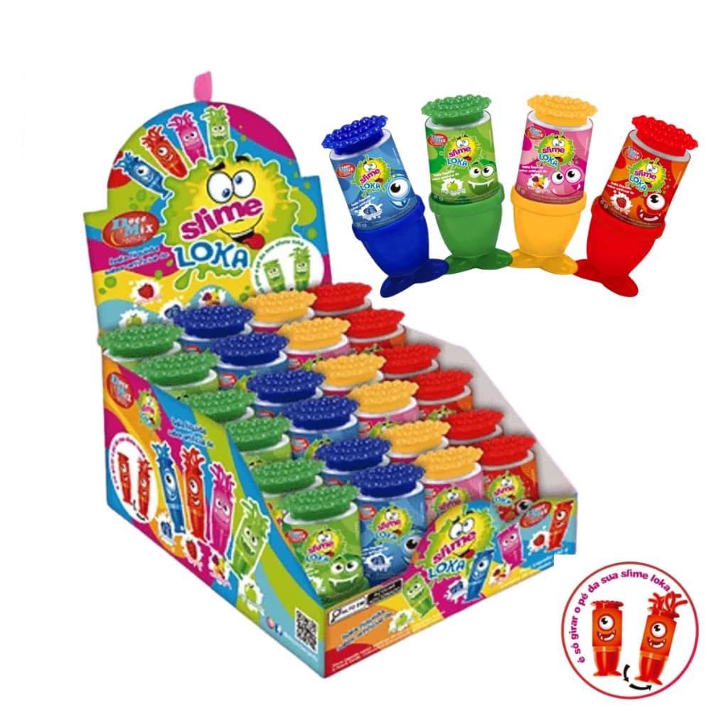 24 Bala Liquida Aperta e sai Slime Loka Sabor Frutas 8g