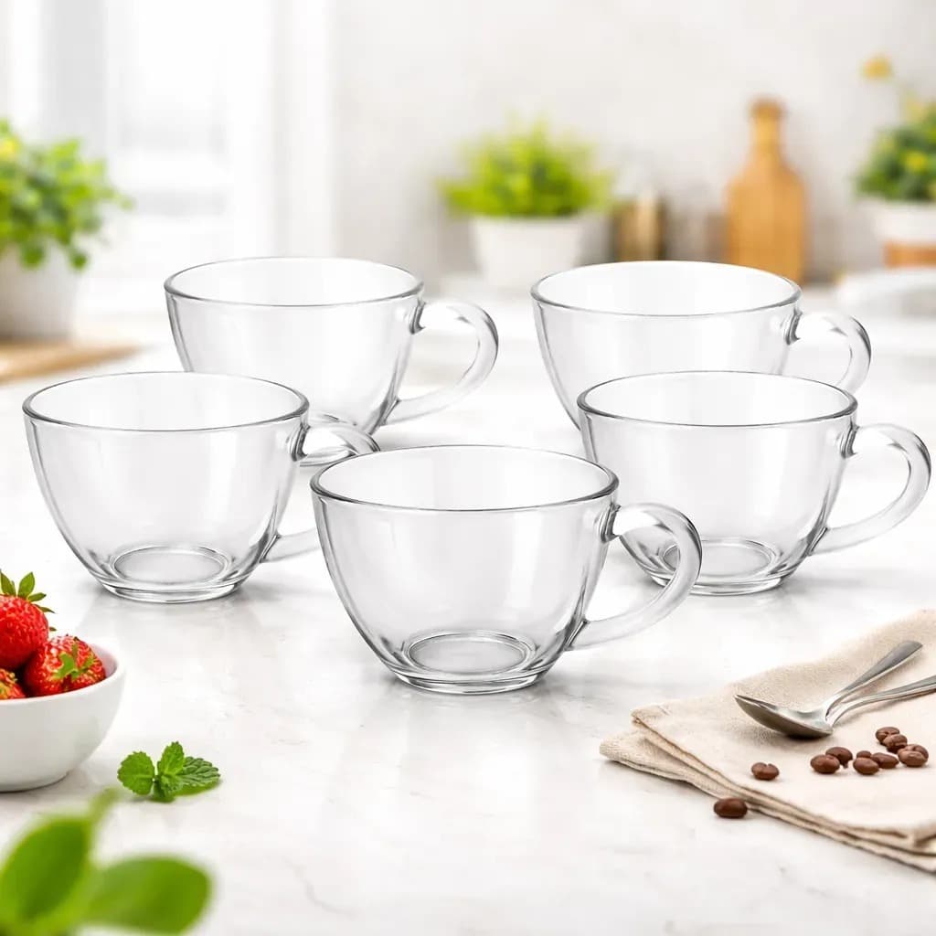 Kit 6 Xícaras Sem Pires Vidro 200ml Para Chá Café Uso Diário