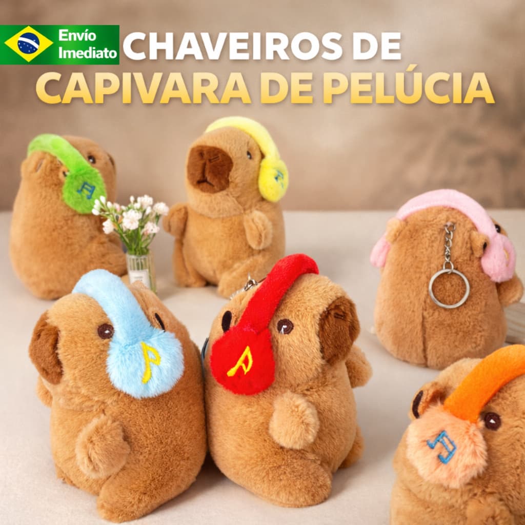 Chaveiro Capybara Kawaii Capivara de Pelúcia Fofa Pingente para Bolsa e Mochila