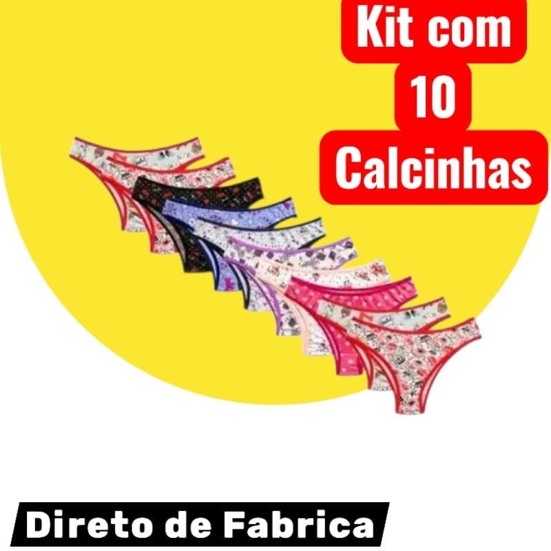 Kit com 10 Calcinhas Tanga Feminina Adulta Direto de Fabrica