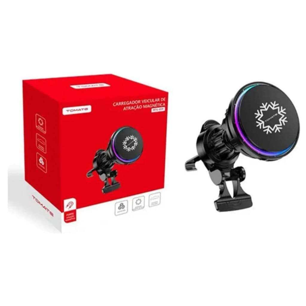 Suporte com Carregador Veicular Magnético Tomate Usb Rápido Mtg-059 Preto