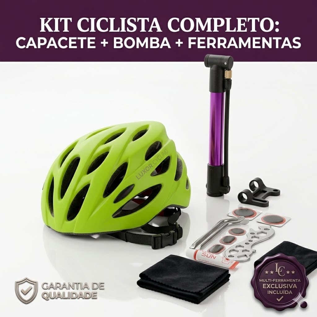 Kit Acessórios Bicicleta Capacete Led Bomba Conserto Pneu Completo Envio 24 Horas