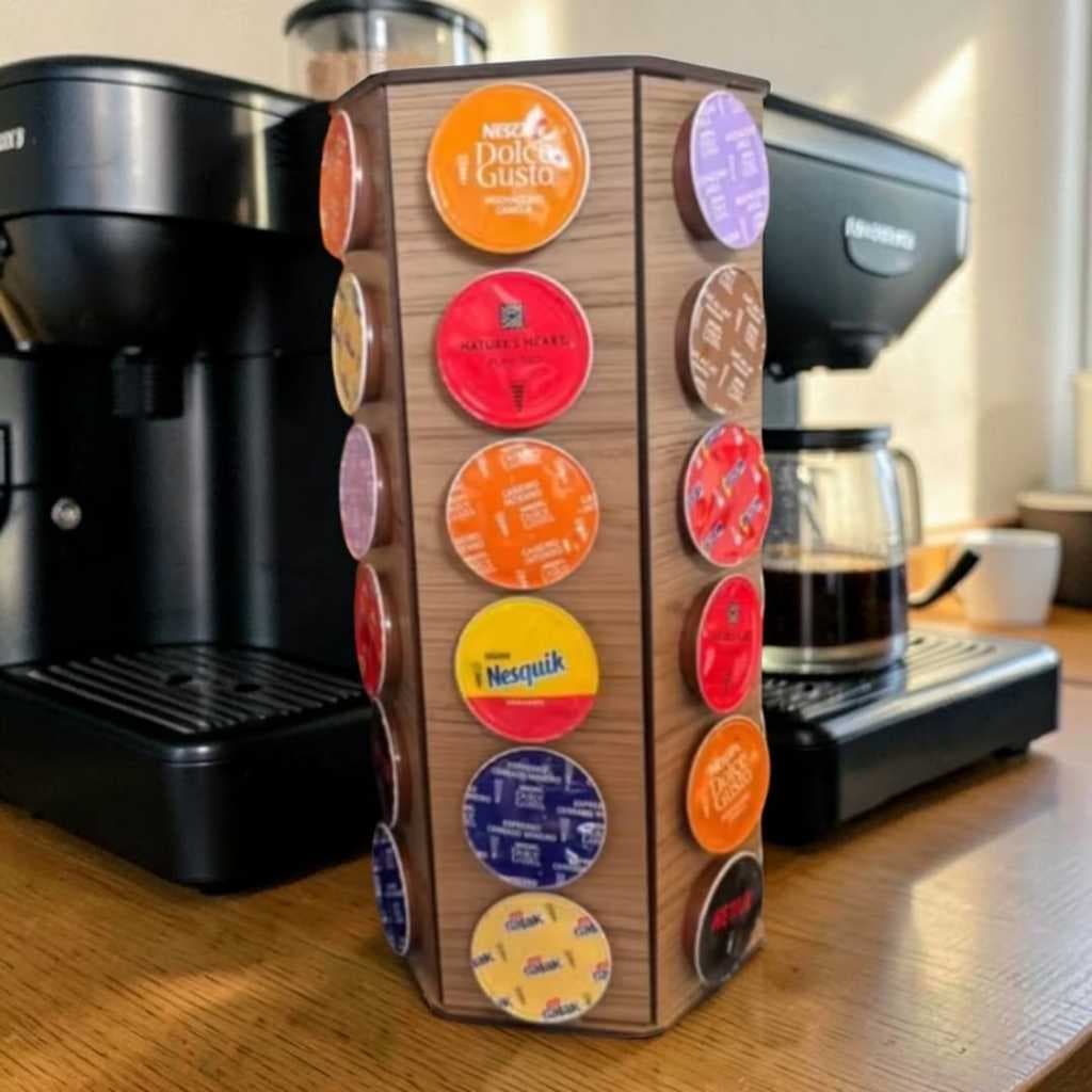 Torre Organizadora Para 30 Cápsulas Em MDF Nestlé Dolce Gusto Cantinho Do Café Areá Gourmet