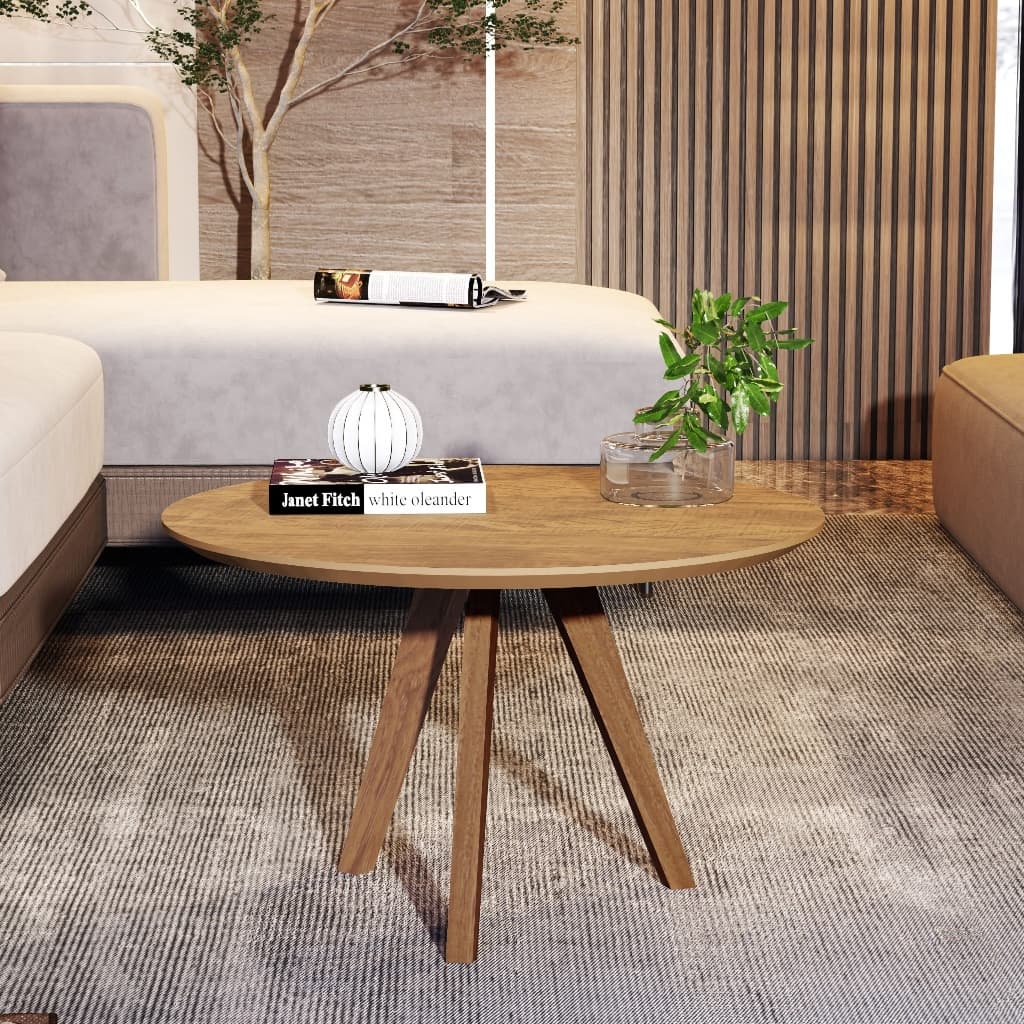 Mesa de Centro Redonda Branca 60cm Mesa Lateral Decorativa para Sala de Estar Mesa de Apoio Moderna
