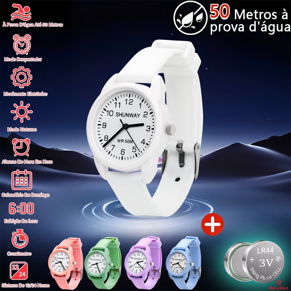 Relógio Esportivo Feminino Redondo Multifuncional À Prova D Água Eletrônico Com Pulseira Macia E Tela Led