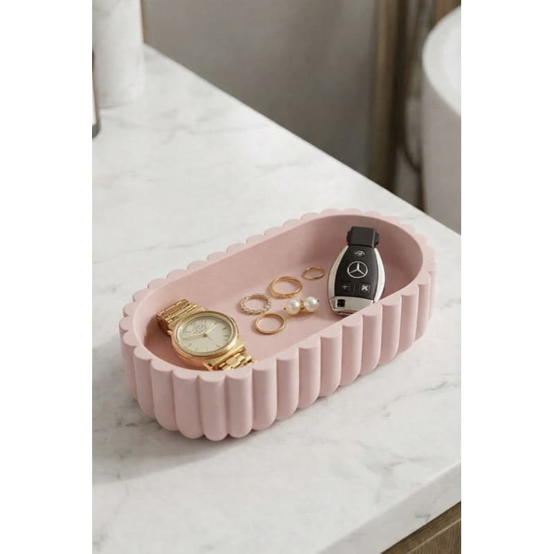 Organizador Porta Joias e Chaves Decorativo Minimalista | Bandeja Oval Esculpida para Quarto, Closet ou Banheiro