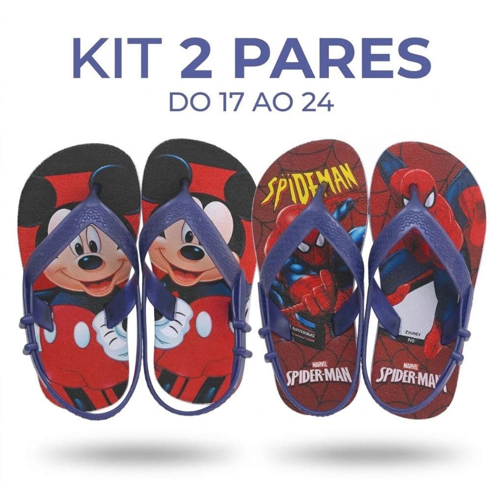 Kit Chinelo Bebê 2 Pares Infantil Menino Menina Super Confortável