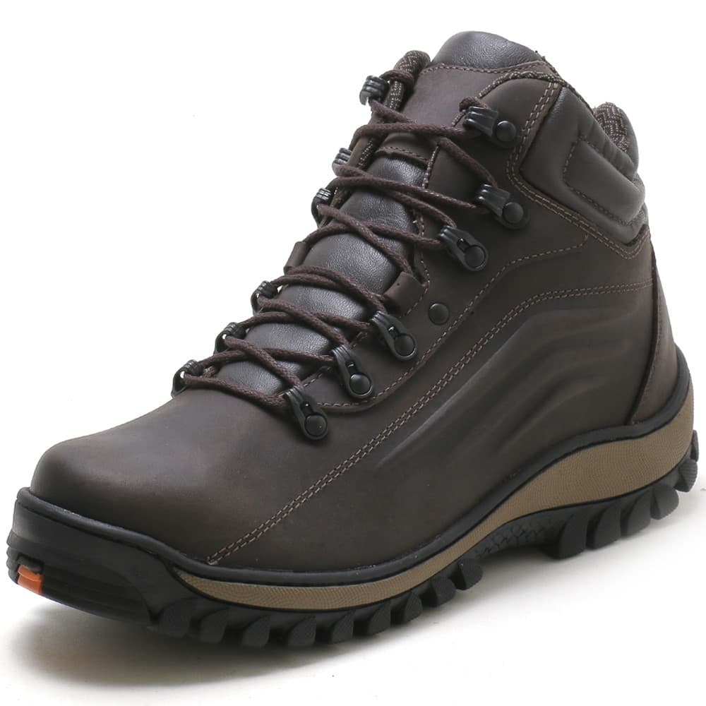 Bota Masculina Coturno Em Couro Com Palmilha De Gel Conforto Solado Borracha - Envio Imediato