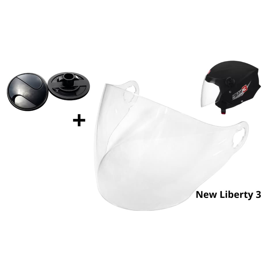 Viseira Compatível New Liberty 3 Cristal Pro Tork + 1 Par Botão Fixador