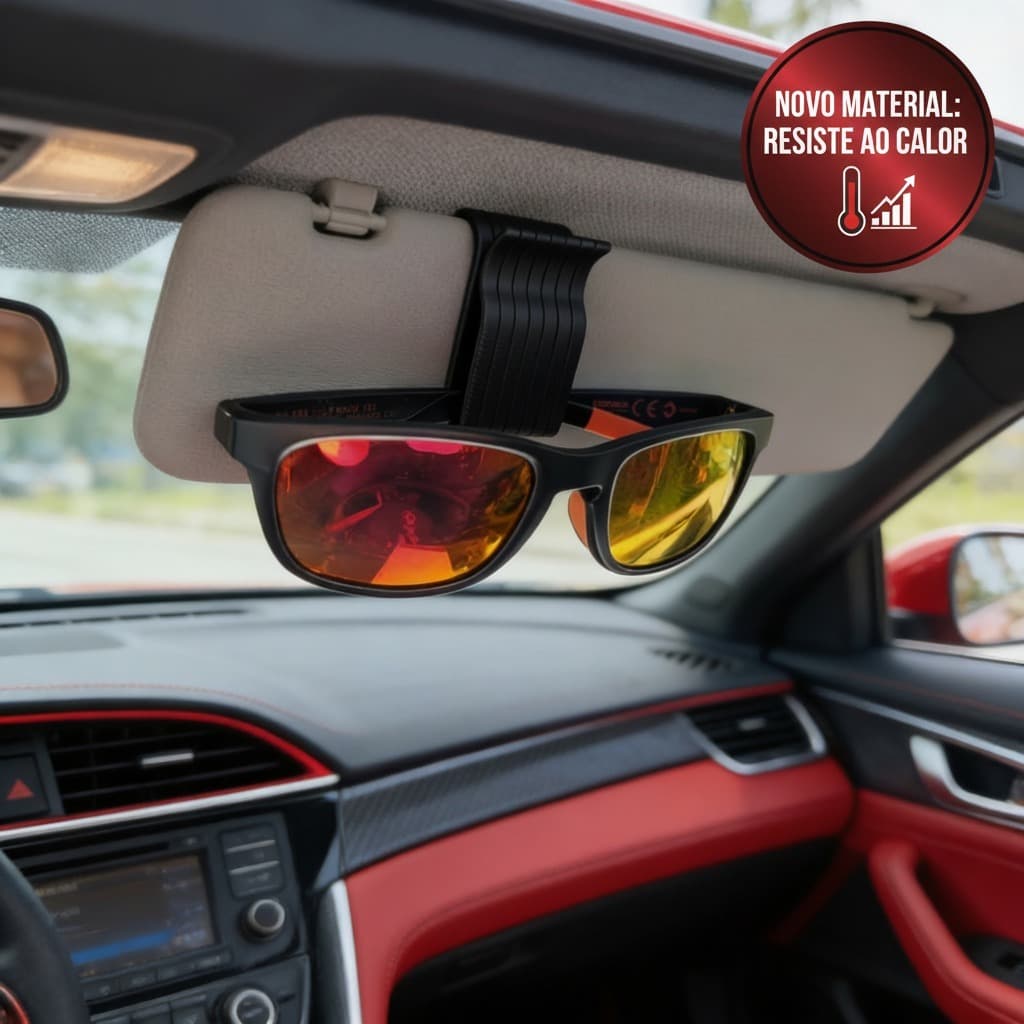 Kit 2 Suporte De Óculos Veicular Resistente Ao Calor Sol Carro Clipe