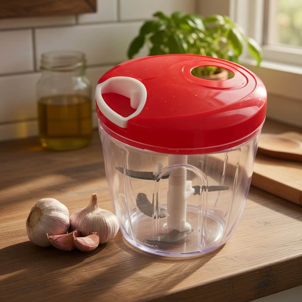 Mini Processador Alimentos Manual Portatil Facil Limpeza Compacto Multiplicador Velocidade Kitchen