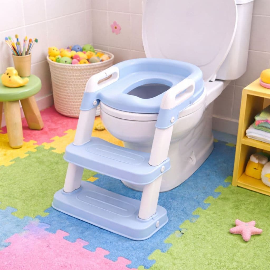 Escadinha para Vaso Sanitário com Assento Infantil Azul Kids