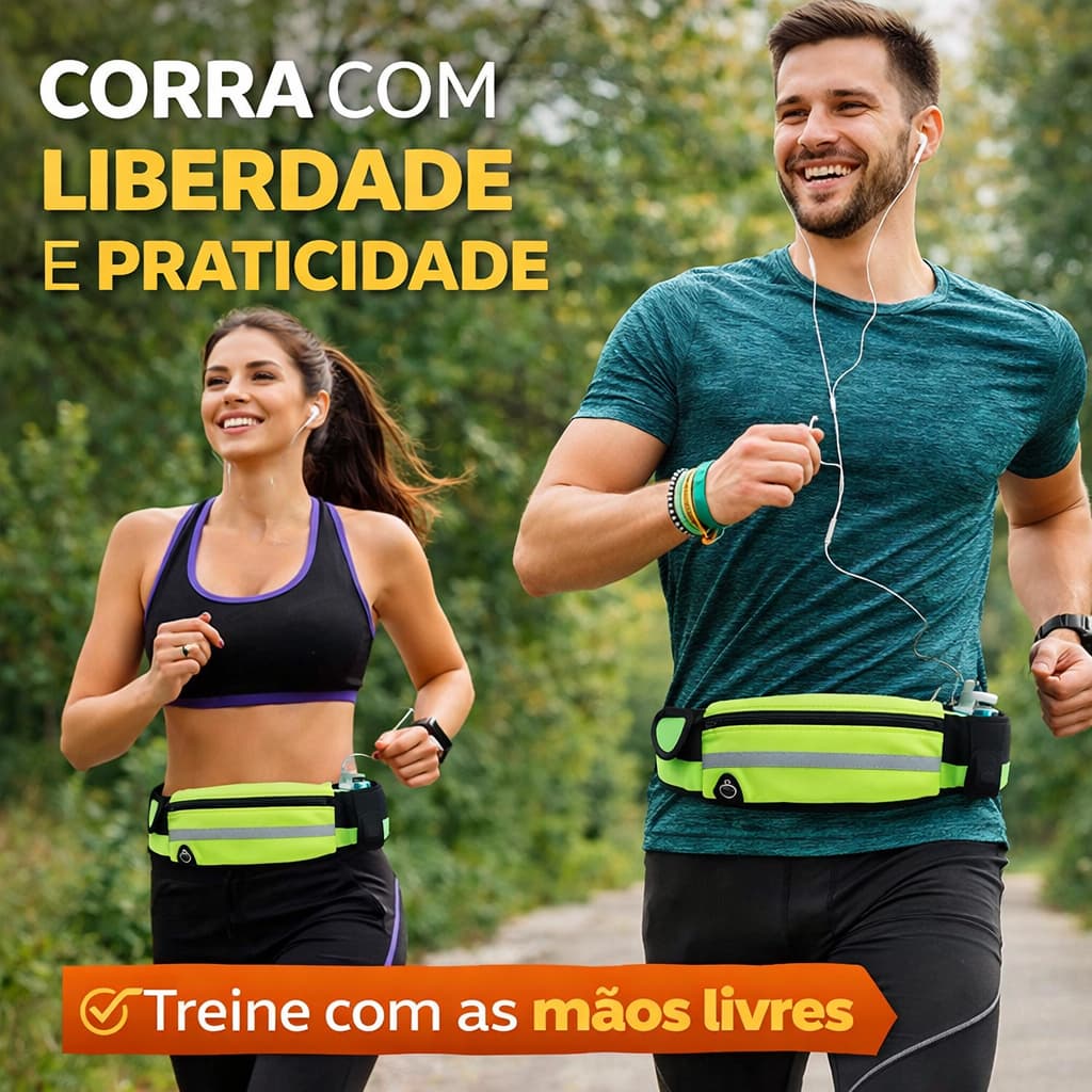 Pochete Fitness Corrida Academia Porta Celular Garrafa Ajustável Impermeável Verde Limão