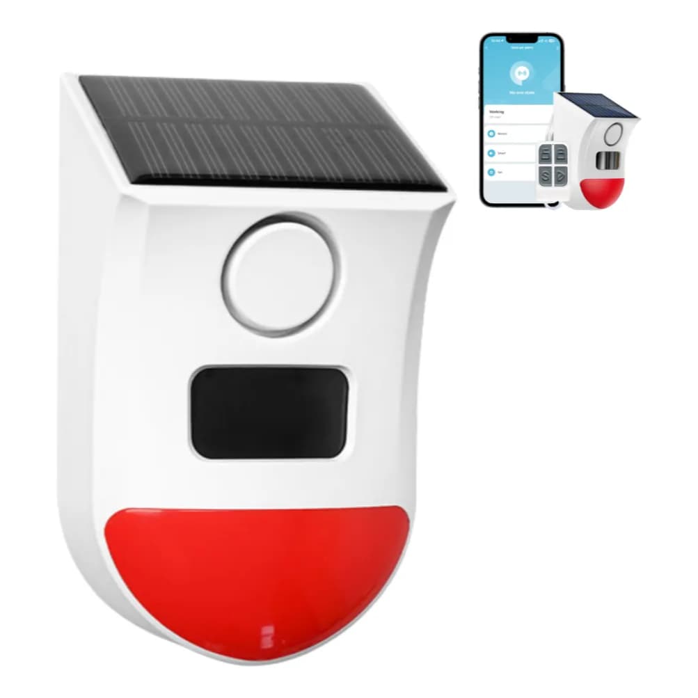 Alarme Sem Fio Wifi Com Aplicativo Energia Solar Sensor de Presença Sirene para Area Externa Resistente a Agua IP65