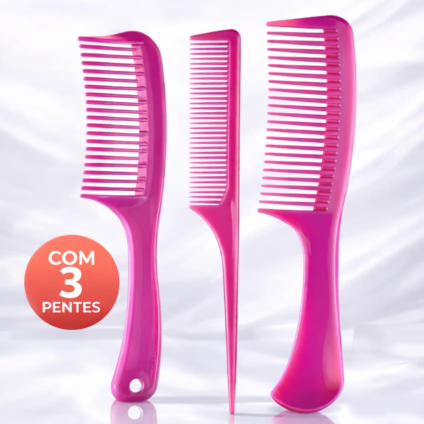 Conjunto de Pente com 3 Unidades Para Cabelos Penteado Roxo Lanossi