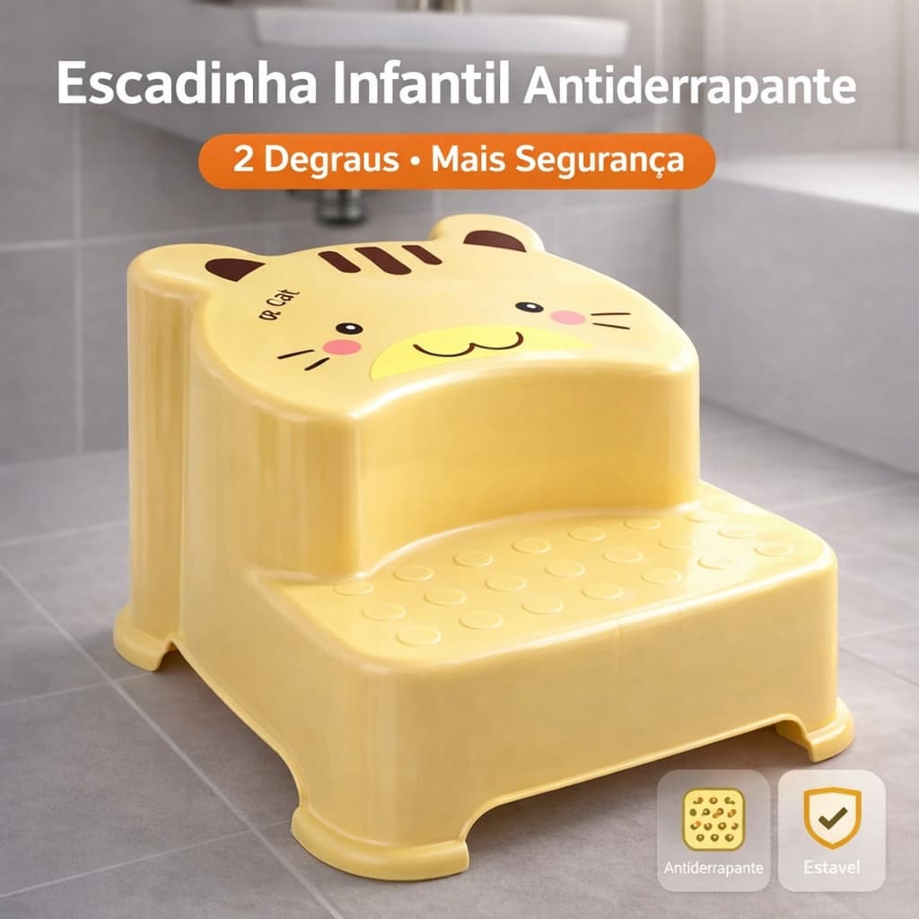 Banqueta Infantil Com Degrau Para Bebê Com Degrau Duplo De Alta Resistência Antiderrapante
