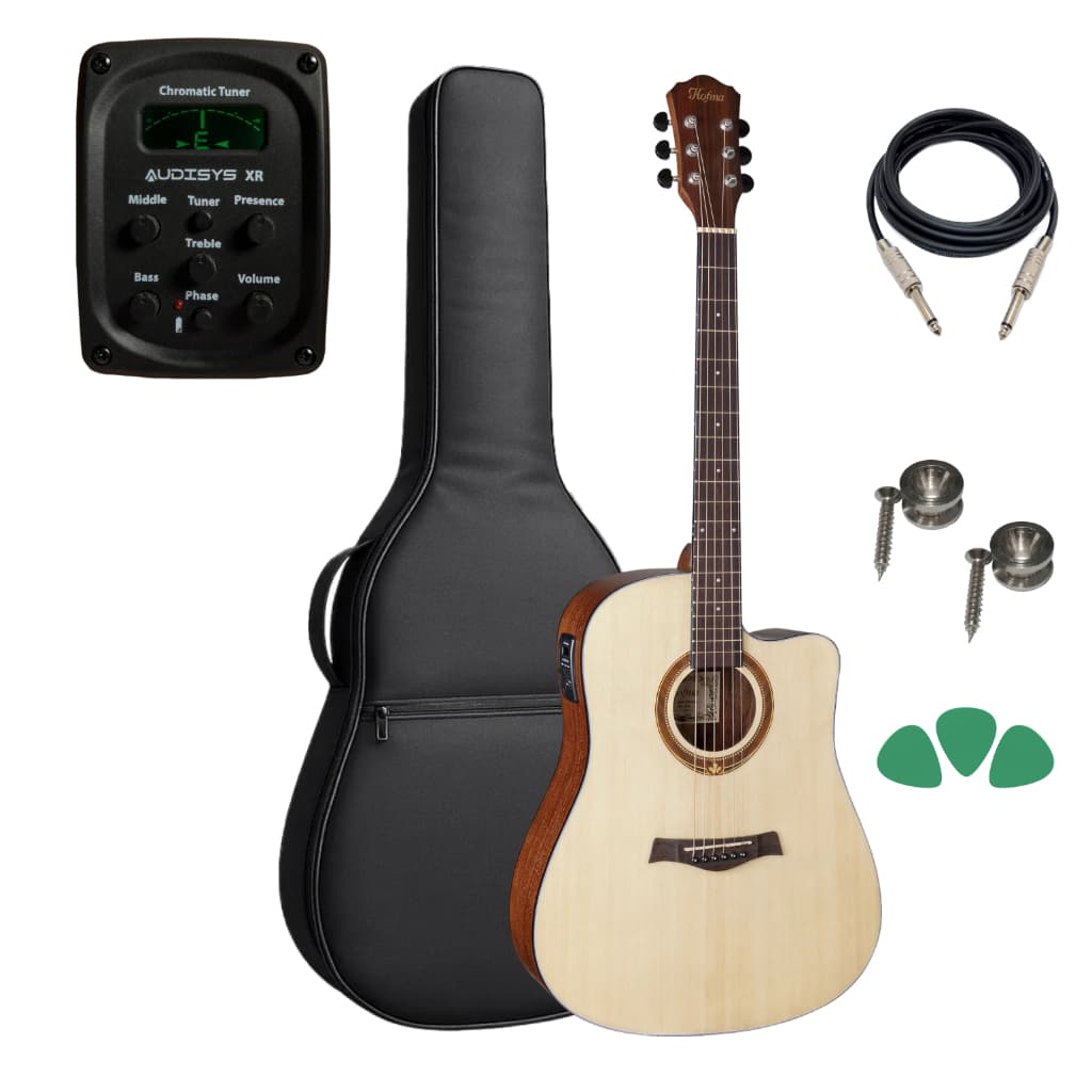 Violão Elétrico Folk Hofma Hmf290 + Capa Reforçada