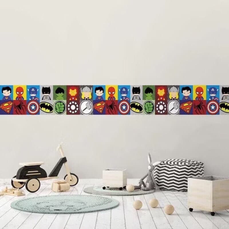 Faixa Decorativa Super Heróis Adesiva Border Infantil Quarto Menino
