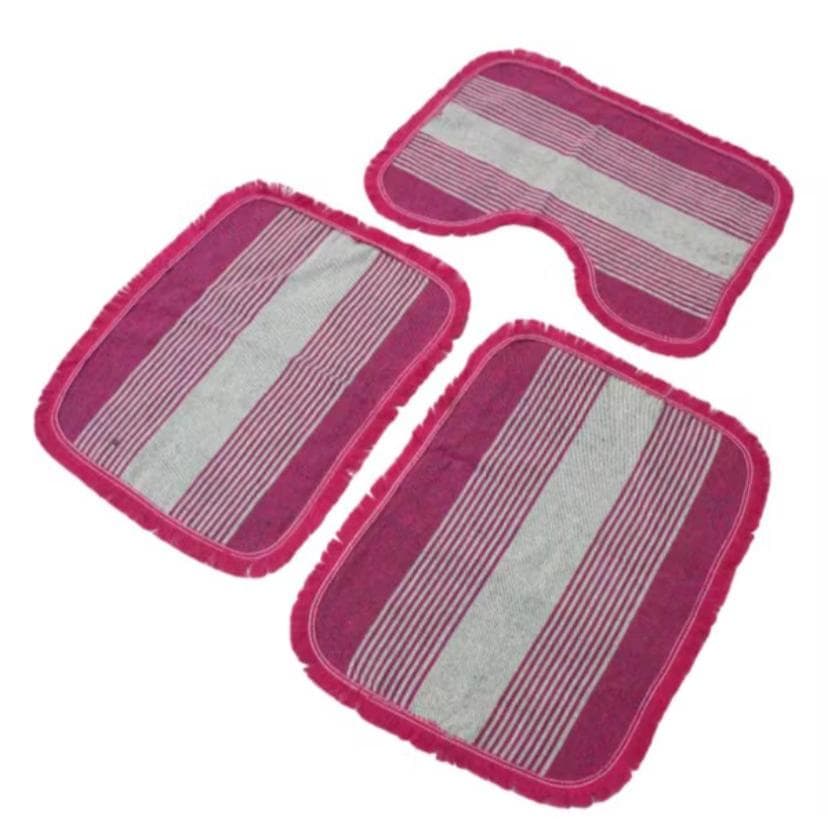 Kit De Banheiro Tapete 3 Peças 100% Algodão