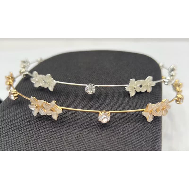 Tiara Elegante com Strass Gotas - Dourada