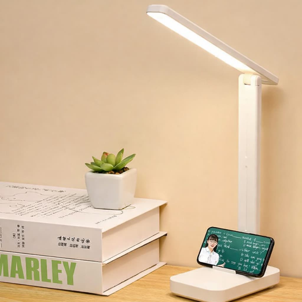 Luminária de Mesa LED Barra 3 Níveis de Luz Recarregável Articulável para Estudos Trabalho