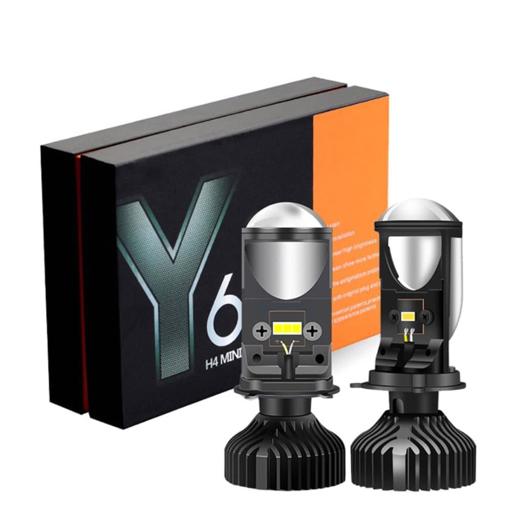 Kit Conversão H4 LED 24.000LM - Lente Projetor Y6  Mini para Carro Alto/Baixo Par Ultra Led Lâmpada Super Led
