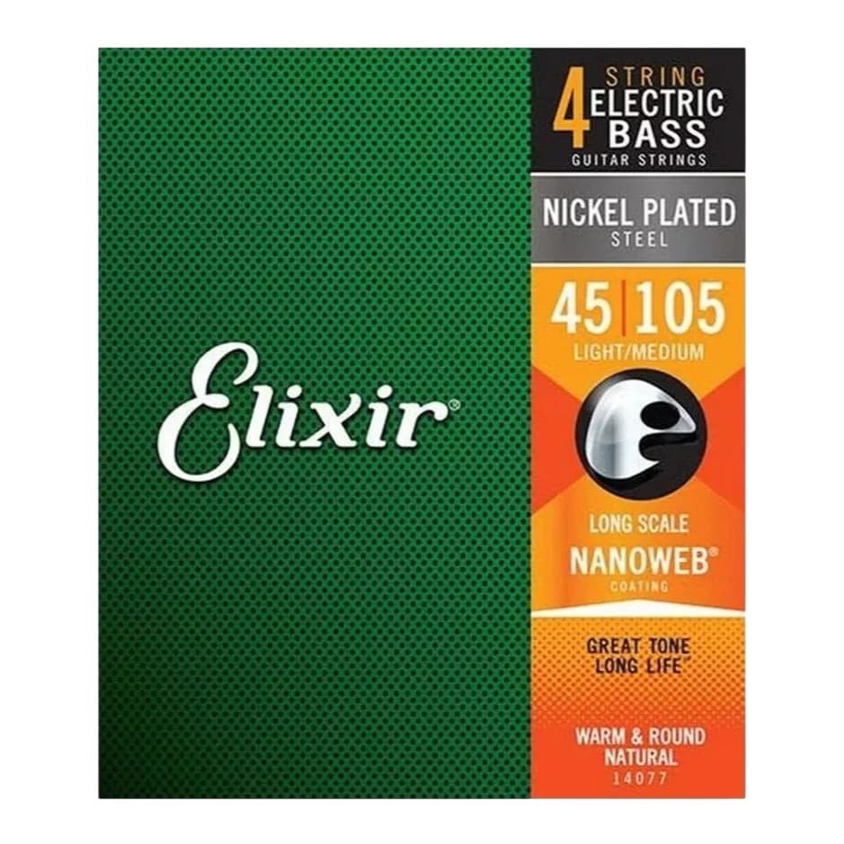 Encordoamento Baixo 4 Cordas Elixir 14077 Medium .045 -.105