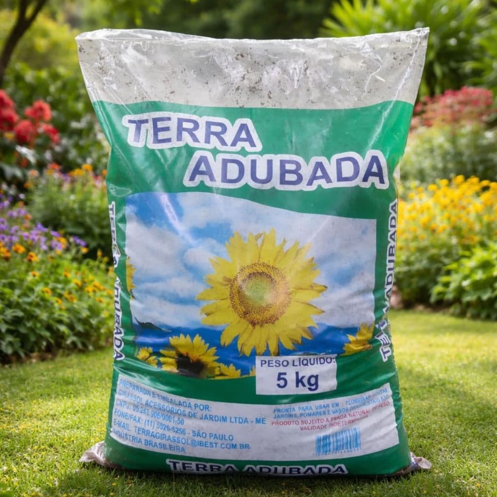 TERRA ADUBADA GIRASSOL 5 KILOS PRONTA PARA O USO EM JARDINS FLOREIRA HORTA VASOS ORNAMENTAIS
