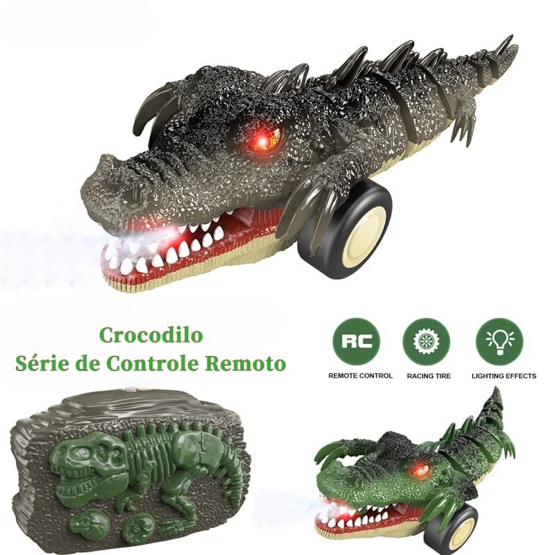 Crocodilo de brinquedo, com controle remoto, gira 360° e balança, brinquedo infantil, presente de aniversário