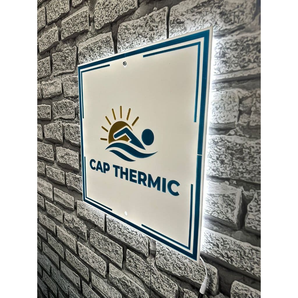 Logo em Acrílico Espelhado c/ Led - Quadrado | Logomarca em Acrílico 2mm