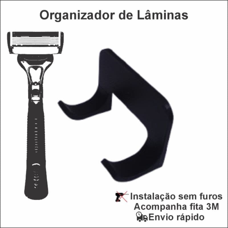 Suporte para Barbeador Grande de Parede – Encaixe 2 cm Sem Furos