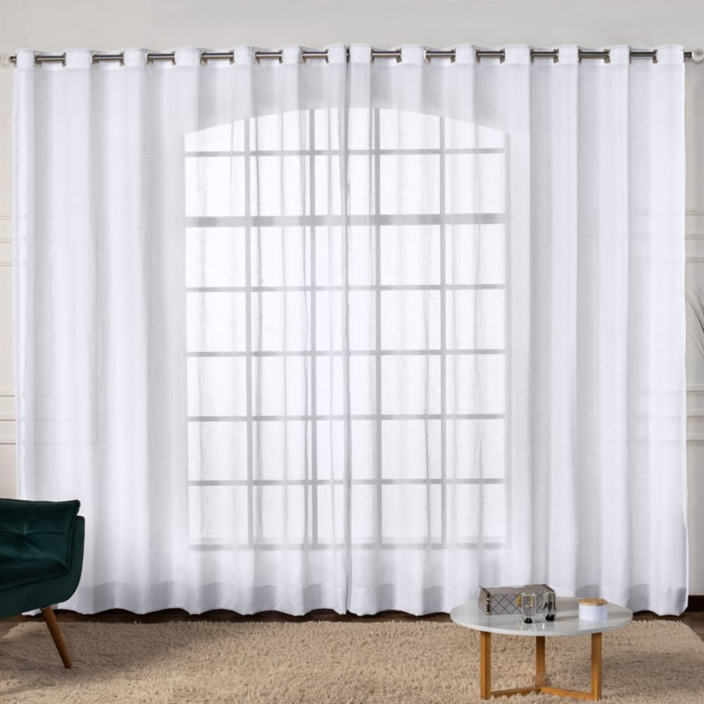 Cortina Voil Gaze de Linho 4,00x2,60 Sem Forro Alto Padrão Premium para Sala e Quarto Decoração Luxo