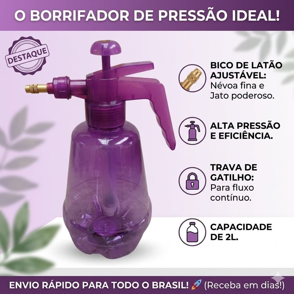 Bomba Pulverizador Borrifador Manual Pressurizado 1.6 Litros Jardinagem Agricultura Bico Cobre