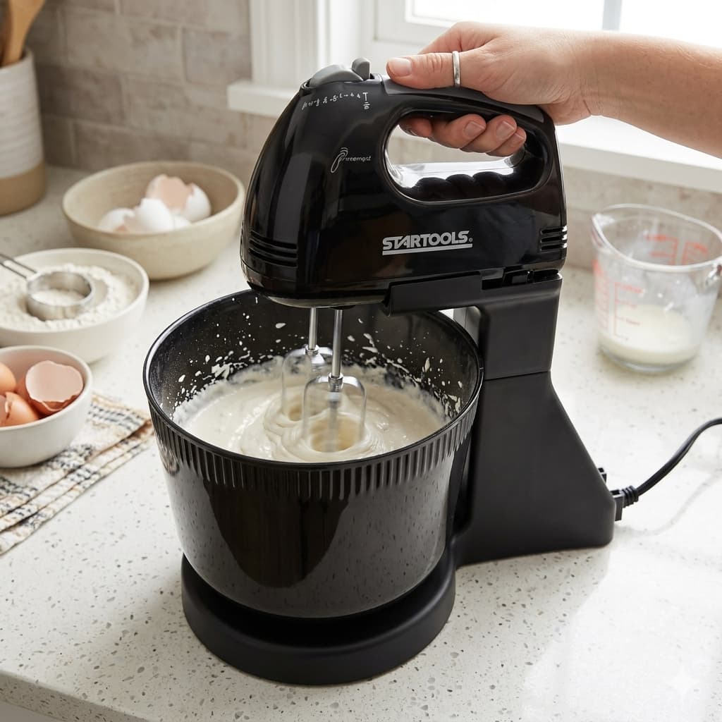 Batedeira De Bolo Cozinha 2 Em 1 Portátil Com Pedestal 7 Velocidades + Tigela 127/220V Potente 250W