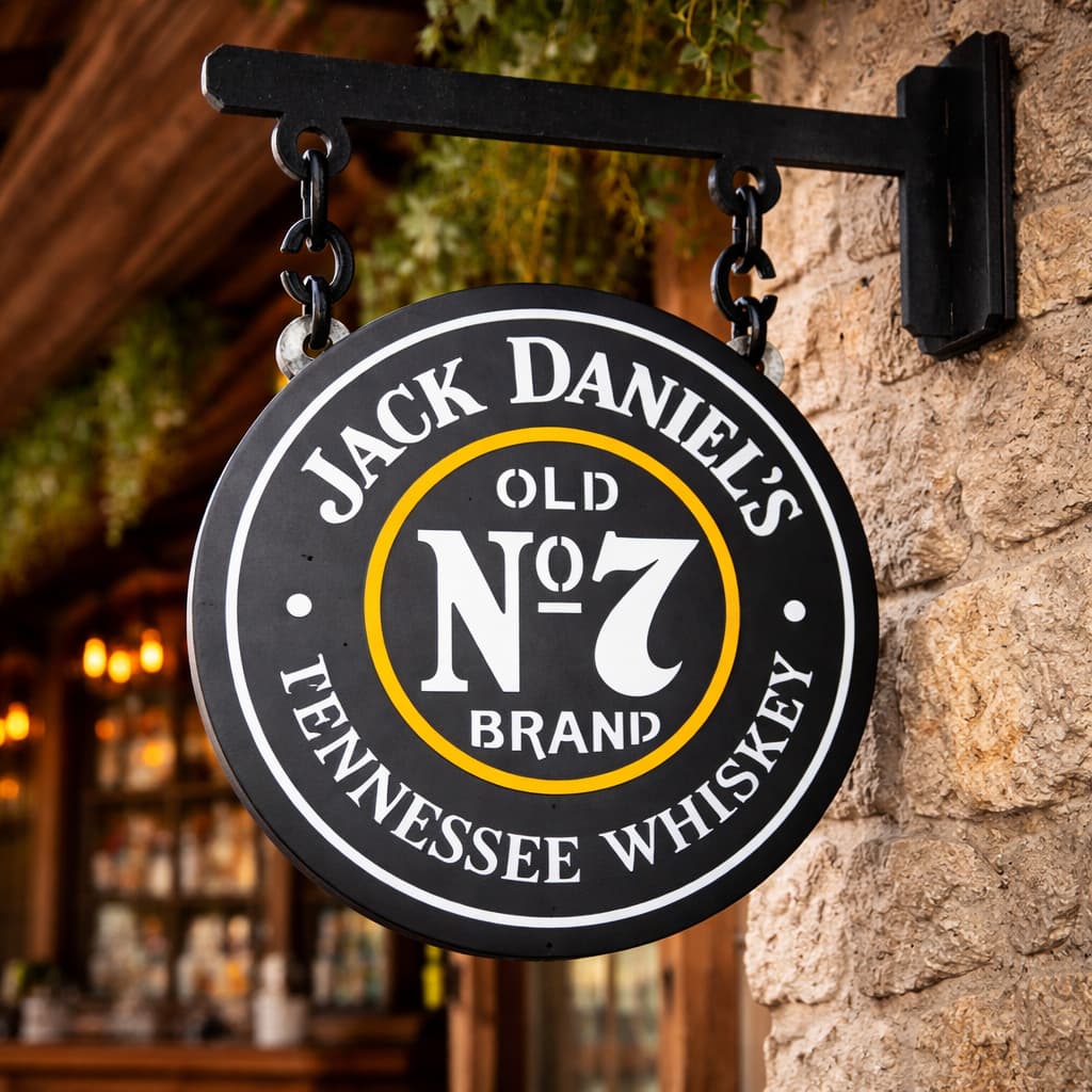 Placa Jack Daniels Decorativa com Suporte de Parede Mão Francesa MDF 3D
