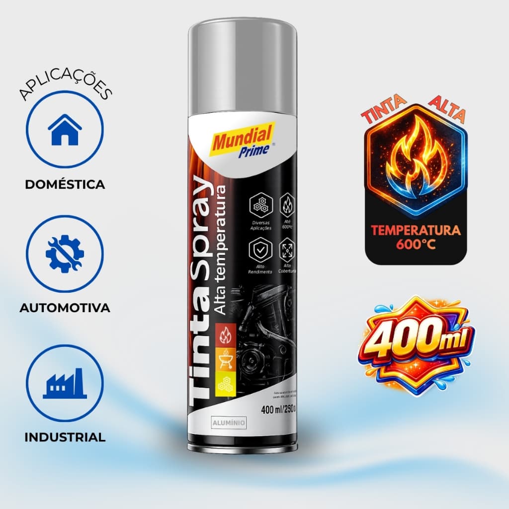 Tinta Automotiva Alumínio P/ Escapamento Motor Superfícies Quentes 400ml Resistente 600ºC