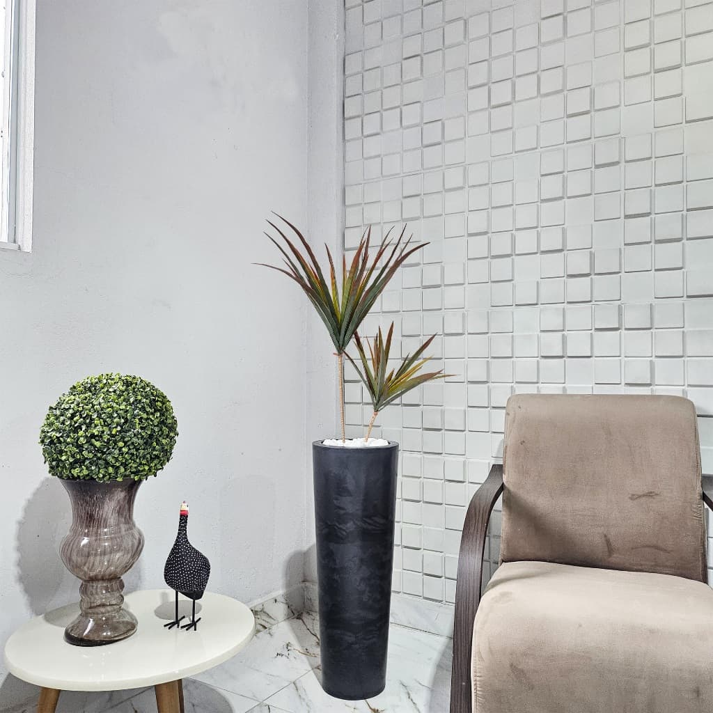 Arranjo Palmeira Yucca Artificial Outono Vaso Pedra Planta Decoração Sala
