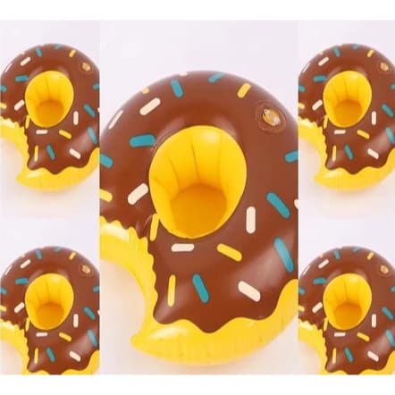 Kit c/ 5 Porta Copo Boia Formato Rosquinha Donuts Chocolate Piscina
