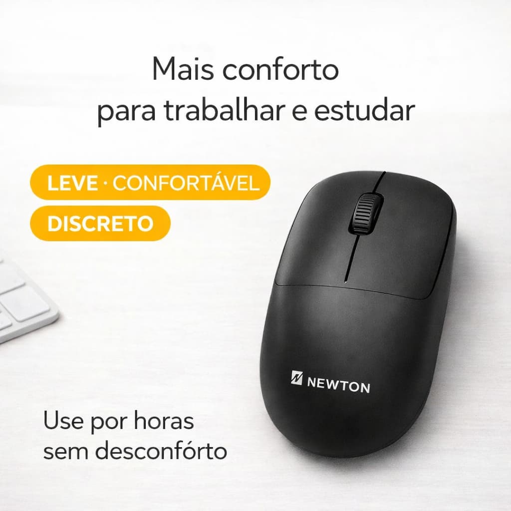 Mouse Sem Fio 2.4GHz USB Preto Top Óptico Ergonômico Silencioso Notebook PC NMS-007 Alta DPI Gamer+.
