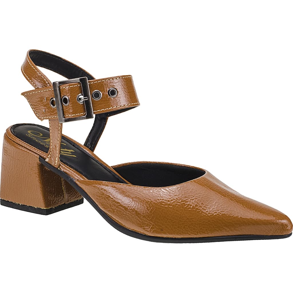 Sapato Social Scarpin Elegante Salto Bloco Grosso Bico Fino Naty Shoes Fivela Confortavél