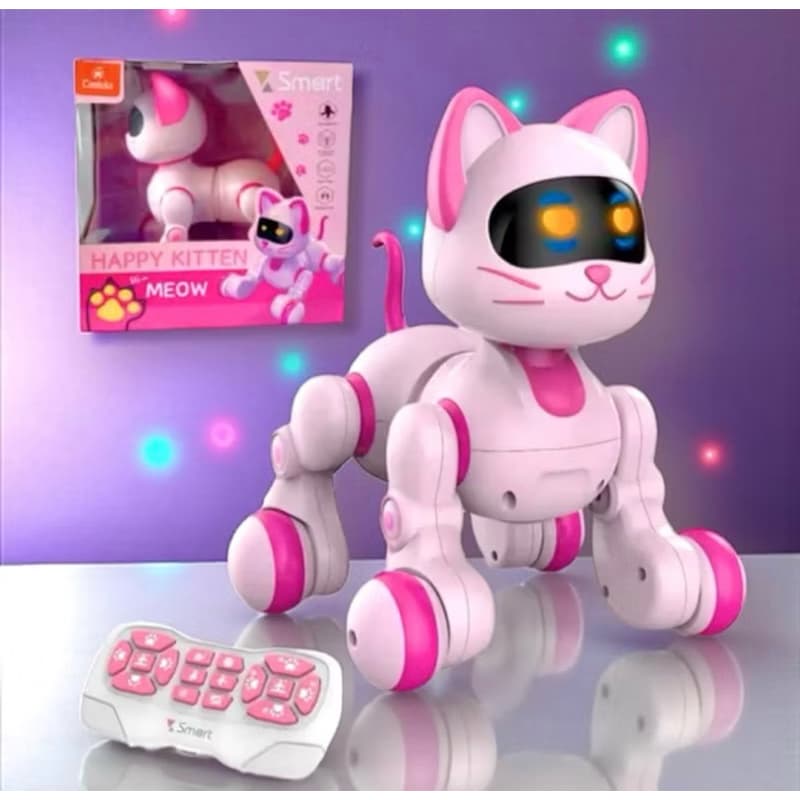 Gatinho robô com controle remoto..cheio de graça late -anda-senta e musical 🎵