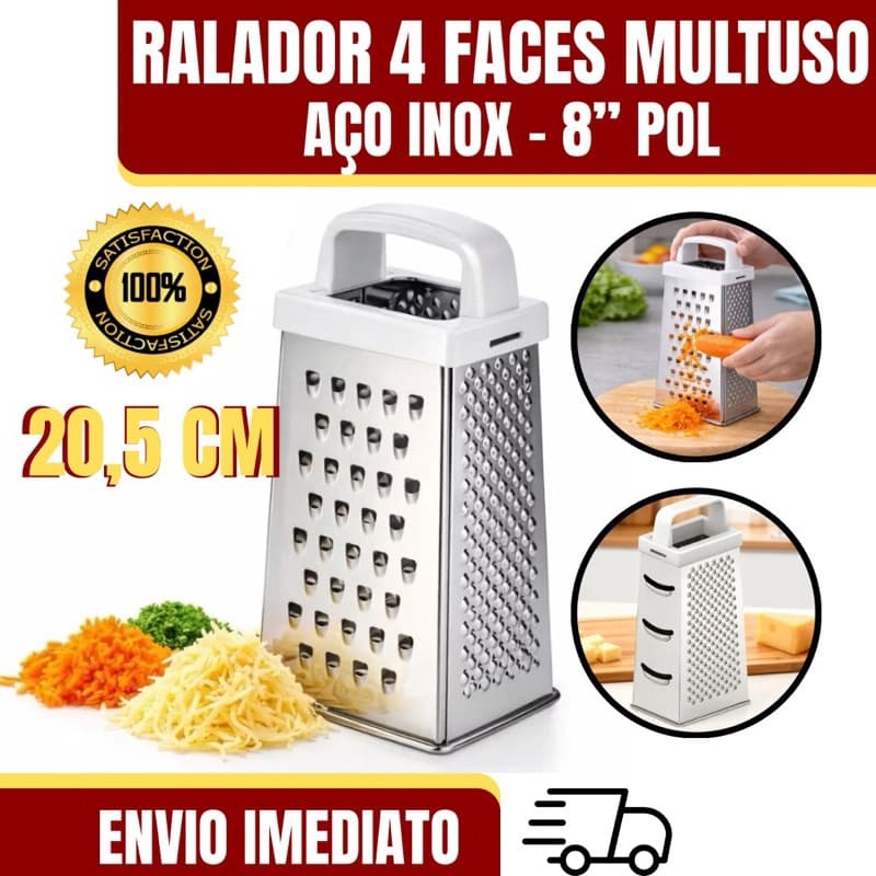 Ralador 4 Faces Em Aço Inox Original Para Cozinha 8" 20,5CM (PROFISSIONAL)