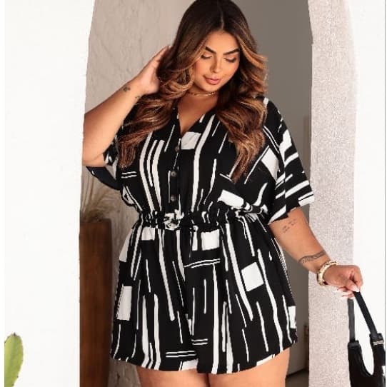 Macaquinho Plus Size Feminina Macacão Moda Verão TAMANHO UNICO EXG 46 AO 50