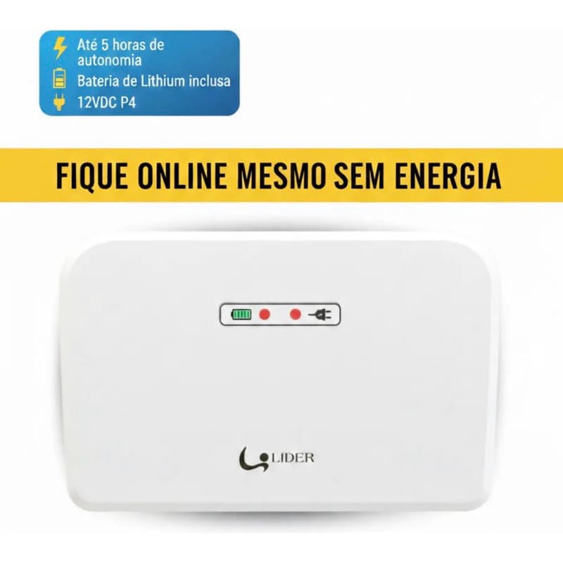 Fonte Nobreak Lithium 12V Líder Bivolt Automático Até 5h Autonomia Saída P4