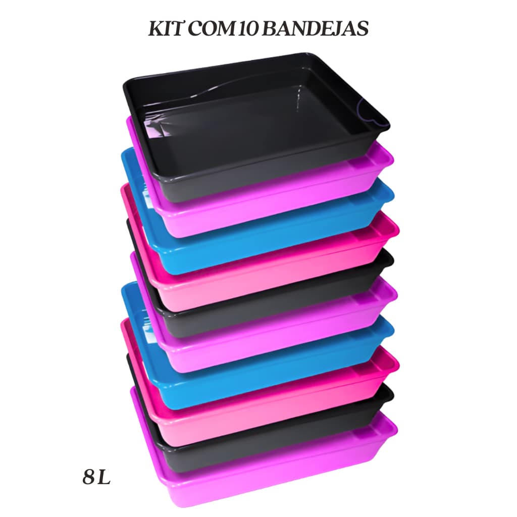 Kit 10 Caixas de Areia para Gato Bandeja Sanitária Plástica Banheiro Pet Grande Revenda Atacado 45cm